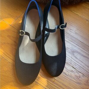 Rothy's Black Mary Jane Flats with Blue Trim